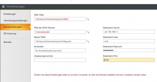 Diensteinstellungen